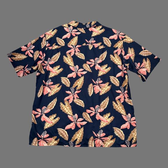 UNIQLO Open Collar SS Shirt Mens Size L Navy Multicolor EUC Modal Blend - Picture 6 of 6